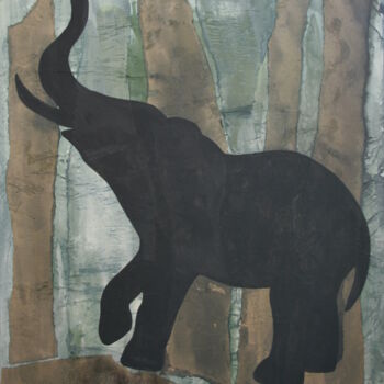 Peinture intitulée "L'éléphant, série S…" par Lili Tarentule, Œuvre d'art originale, Encre Monté sur Châssis en bois