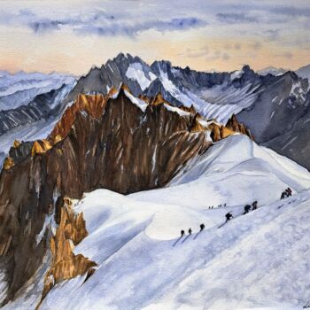 Painting titled "Ascension du Mont-B…" by Liliya Hudry, Original Artwork, Watercolor