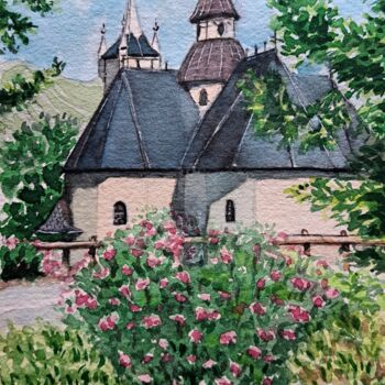 Peinture intitulée "Eglise Notre-Dame-d…" par Liliya Hudry, Œuvre d'art originale, Aquarelle