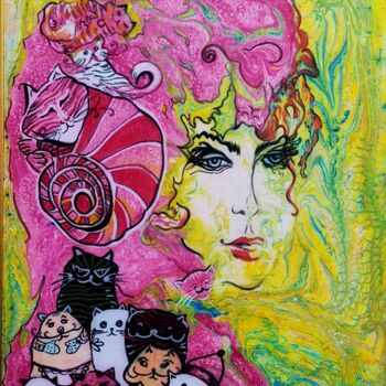 Pintura intitulada ""МОИ ЛЮБИМЫЕ КОШКИ"" por Liliya Volskaya (Volskaya), Obras de arte originais, Pigmentos