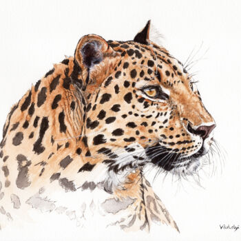 Dibujo titulada "Leopard" por Lilla Varhelyi, Obra de arte original, Tinta