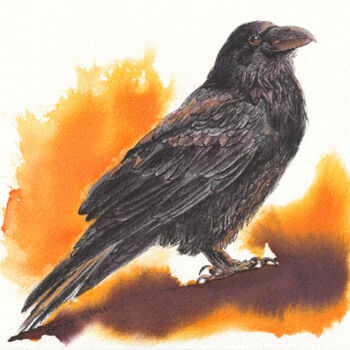 图画 标题为“Rabenvogel #22” 由Lilla Varhelyi, 原创艺术品, 墨