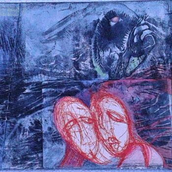 Printmaking titled "Nos heures bleues/U…" by Lilli Deutsch, Original Artwork, Etching