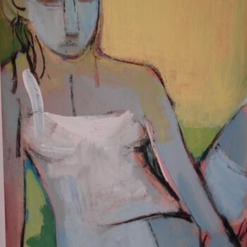 Painting titled "girl in white" by Lilli Ladewig, Original Artwork, Oil