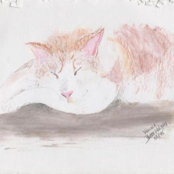 Drawing titled "sleeping cat" by Bobbi Wilson, Original Artwork