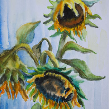 Painting titled "Sunflowers" by Lilit Vardanyan, Original Artwork, Watercolor
