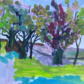 Картина под названием "the tree in spring" - Lily Li, Подлинное произведение искусства, Акрил