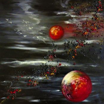 Malarstwo zatytułowany „TWO REDS” autorstwa Lily Lesniak, Oryginalna praca, Olej