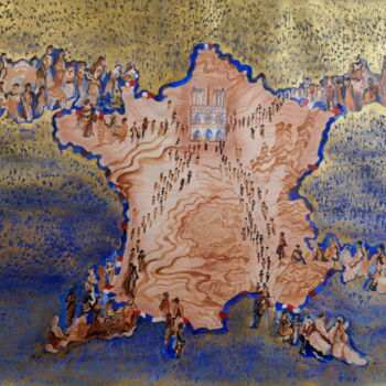 Malerei mit dem Titel "Notre-Dame processi…" von Lilya P Dear, Original-Kunstwerk, Acryl