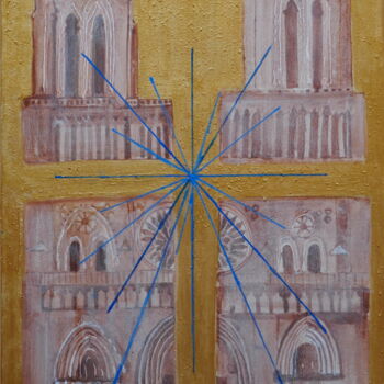 Картина под названием "Notre Dame disinteg…" - Lilya P Dear, Подлинное произведение искусства, Акрил Установлен на Деревянна…