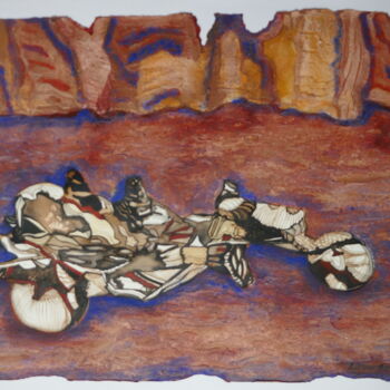 Painting titled "Arizona moto rider" by Lilya P Dear, Original Artwork, Acrylic Mounted on Wood Panel