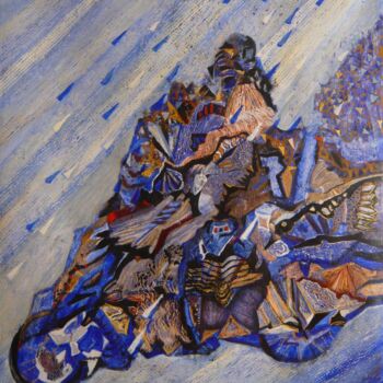 Pittura intitolato "Moto Rider" da Lilya P Dear, Opera d'arte originale, Acrilico Montato su Telaio per barella in legno