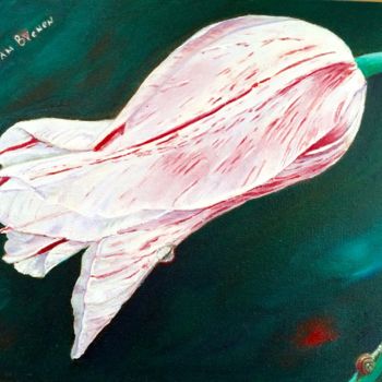 "Arcen white tulip" başlıklı Tablo Lily Van Bienen tarafından, Orijinal sanat, Petrol Ahşap Sedye çerçevesi üzerine monte ed…