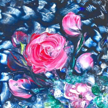 Pintura intitulada "LA ROSE" por Annick Pallard, Obras de arte originais, Acrílico