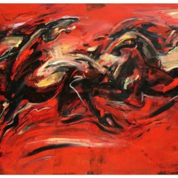 Schilderij getiteld "ancient horses no:1…" door Ah Cheng Lim, Origineel Kunstwerk