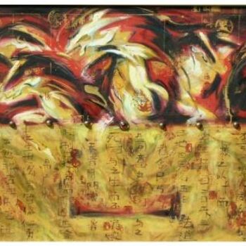 Ζωγραφική με τίτλο "ancient horses 7" από Ah Cheng Lim, Αυθεντικά έργα τέχνης