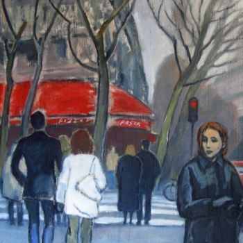 Картина под названием "Парижский красный" - Лиля Муратова, Подлинное произведение искусства, Масло