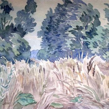 Картина под названием "Сухие травы" - Лиля Муратова, Подлинное произведение искусства, Акварель