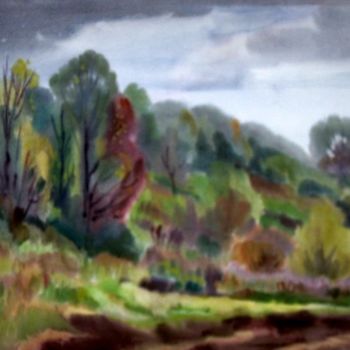 Pintura titulada "Осенний пейзаж" por Lilia Muratova, Obra de arte original, Acuarela