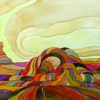 Malarstwo zatytułowany „Усталая земля” autorstwa Лиля Муратова, Oryginalna praca, Akwarela