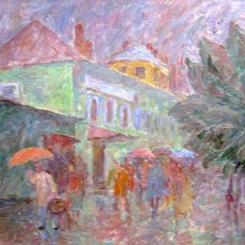 Painting titled "Дождь (The rain)" by Lilia Muratova, Original Artwork, Oil