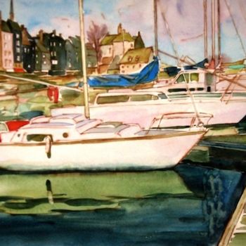 Картина под названием "Яхты.Онфлёр (Boats.…" - Лиля Муратова, Подлинное произведение искусства, Акварель