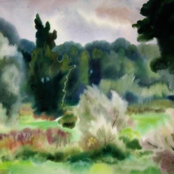 Картина под названием "Летний пейзаж (Summ…" - Лиля Муратова, Подлинное произведение искусства, Акварель