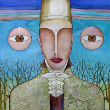 Рисунок под названием "Взгляд Эжена  (The…" - Лиля Муратова, Подлинное произведение искусства, Акварель
