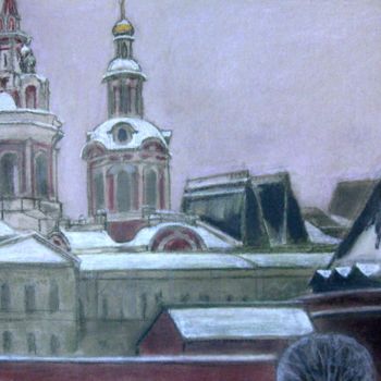 Disegno intitolato "Moscow winter. Моск…" da Lilia Muratova, Opera d'arte originale, Pastello