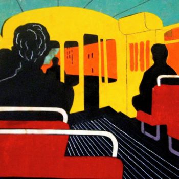 Desenho intitulada "In the bus. В автоб…" por Lilia Muratova, Obras de arte originais, Colagens