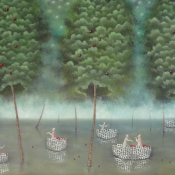 绘画 标题为“Wild apple trees” 由Lina Alchimavičienė, 原创艺术品
