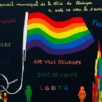 Painting titled "Quimper, ville LGBT…" by Eliane B, Original Artwork, Acrylic