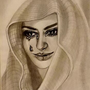 Drawing titled ""Tears"" by Lina Pandurska (L.P.), Original Artwork, Pencil