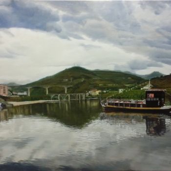 Pittura intitolato "magia do Douro" da Lina Santos, Opera d'arte originale, Olio