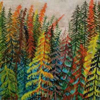 Painting titled "" Leaves Are Fallin…" by Lina Doenmez, Original Artwork, Acrylic