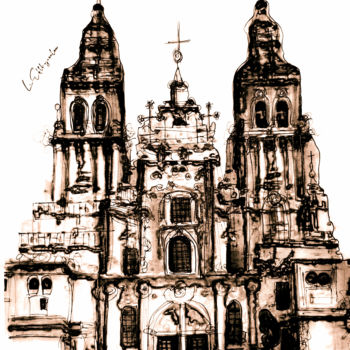 Drawing titled "Cathedral de Santia…" by Lina Efthyvoulou, Original Artwork, Ink