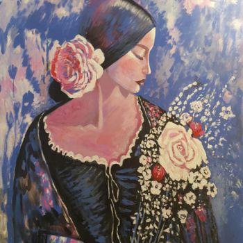 Картина под названием "Spanish Blue" - Zeinab Khalil, Подлинное произведение искусства, Акрил