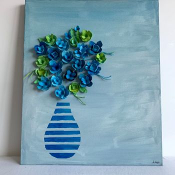 拼贴 标题为“Emerging Flowers” 由Lina Alves, 原创艺术品, 丙烯 安装在木板上