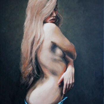 Painting titled "LEVIS 2" by Linar Ganeew, Original Artwork, Oil Mounted on Wood Stretcher frame