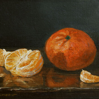 Painting titled "MANDARIN" by Linar Ganeew, Original Artwork, Oil Mounted on Other rigid panel