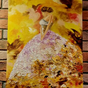 Ζωγραφική με τίτλο "autumn girl" από Linara Akmeyeva, Αυθεντικά έργα τέχνης, Λάδι
