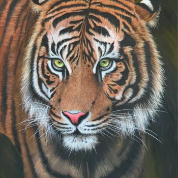 Картина под названием "Тигр" - Ангелина Хижняк, Подлинное произведение искусства, Темпера