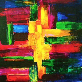 Painting titled "Colorblock abstract…" by Linda Paul, Original Artwork, Acrylic