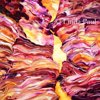 Painting titled "Abstract art canyon…" by Linda Paul, Original Artwork, Acrylic