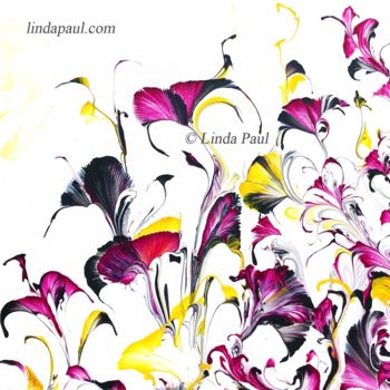 Ζωγραφική με τίτλο "Floral Dance Party…" από Linda Paul, Αυθεντικά έργα τέχνης, Ακρυλικό