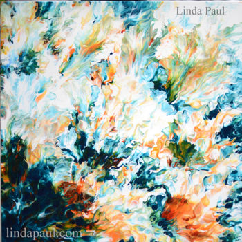 Pittura intitolato "Turquoise Bloom ori…" da Linda Paul, Opera d'arte originale, Acrilico
