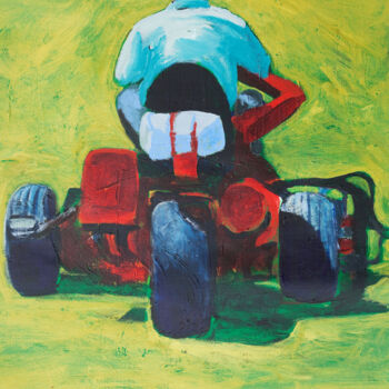 Painting titled "Lawn Mower" by Linda Armstrong, Original Artwork, Acrylic