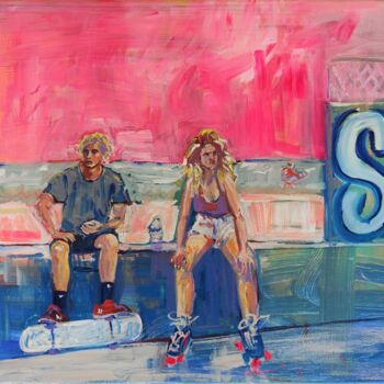 Pintura titulada "En attendant la ban…" por Linda Clerget, Obra de arte original, Acrílico Montado en Bastidor de camilla de…