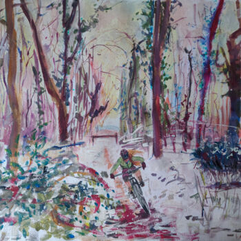 Картина под названием "Aventure forestière…" - Linda Clerget, Подлинное произведение искусства, Гуашь