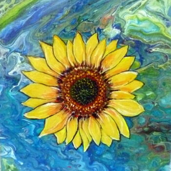 Painting titled "Tournesol" by Linda Coleman (Sulaan), Original Artwork, Acrylic